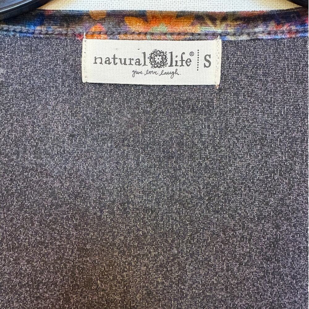 Natural Life Floral Stretch Velvet Colorful Square Neck Top "Danielle" size S - Picture 3 of 10